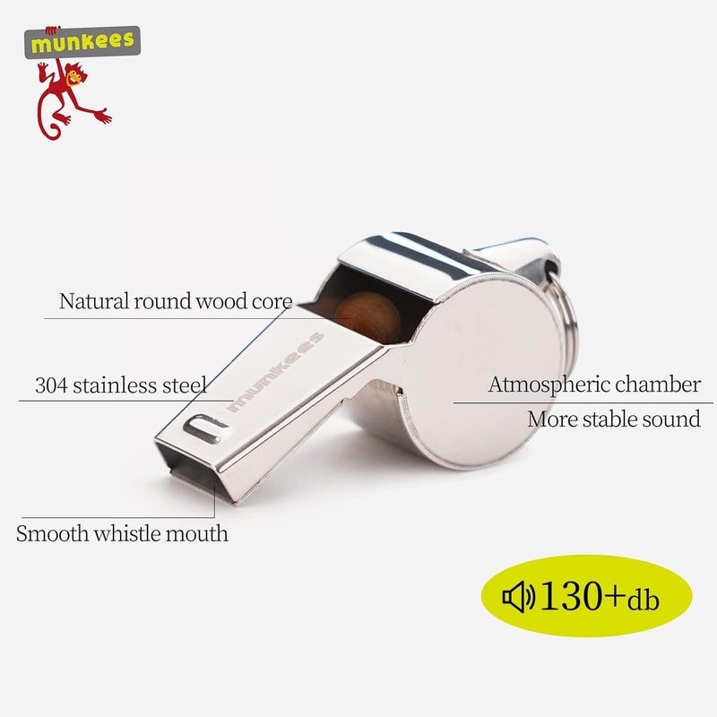 Munkees Whistle Outdoor Large Volume Whistle Disaster Prevention Goods 304 Stainless Steel - Image 2